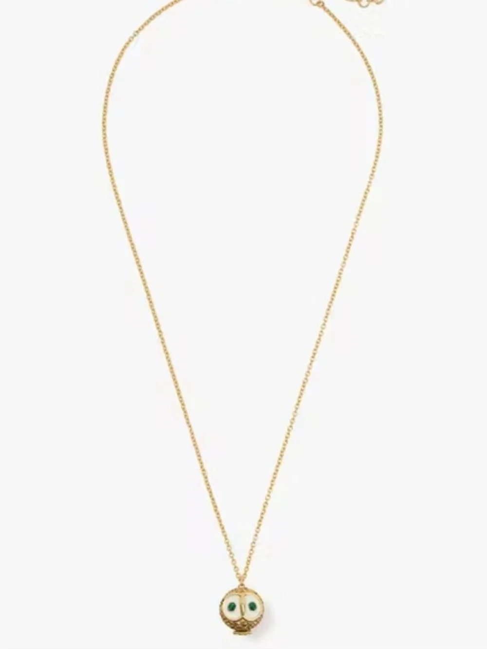 kate spade Gold Owl Pendant Necklace with Green Accents